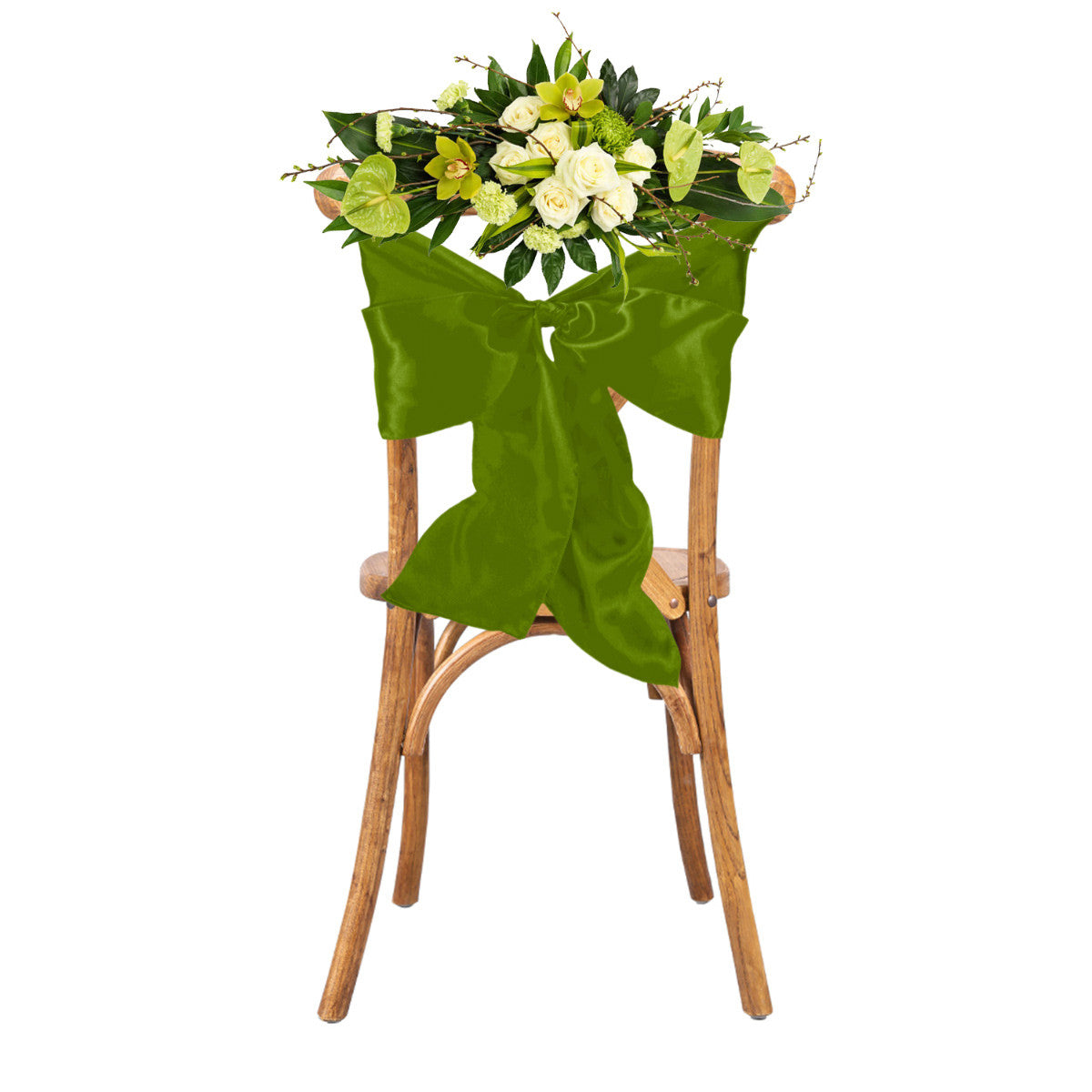 Premium Satin Chair Sash - Green - 18cm x 274cm
