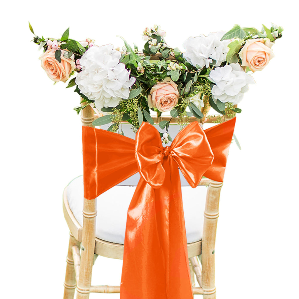 18cm x 274cm Premium Satin Chair Sash - Orange