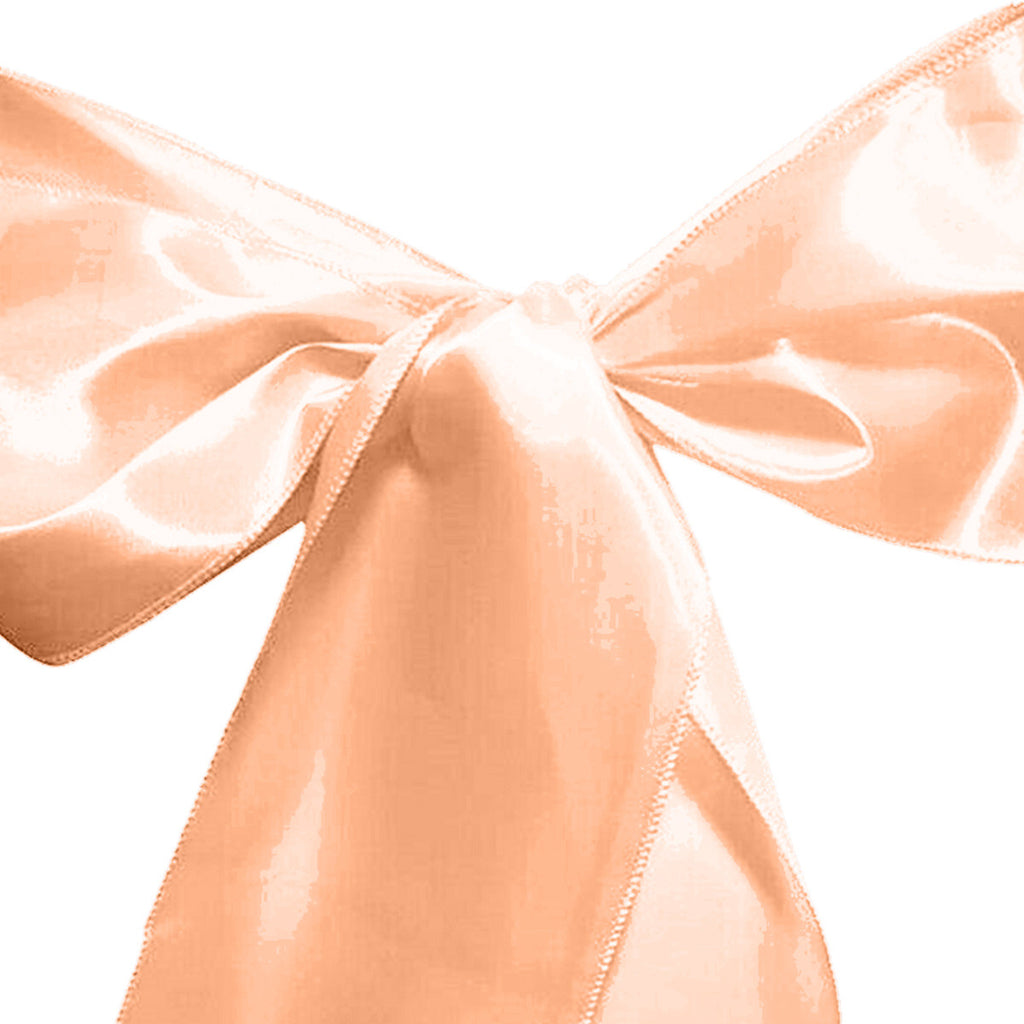 Premium Satin Chair Sash - Peach - 18cm x 274cm