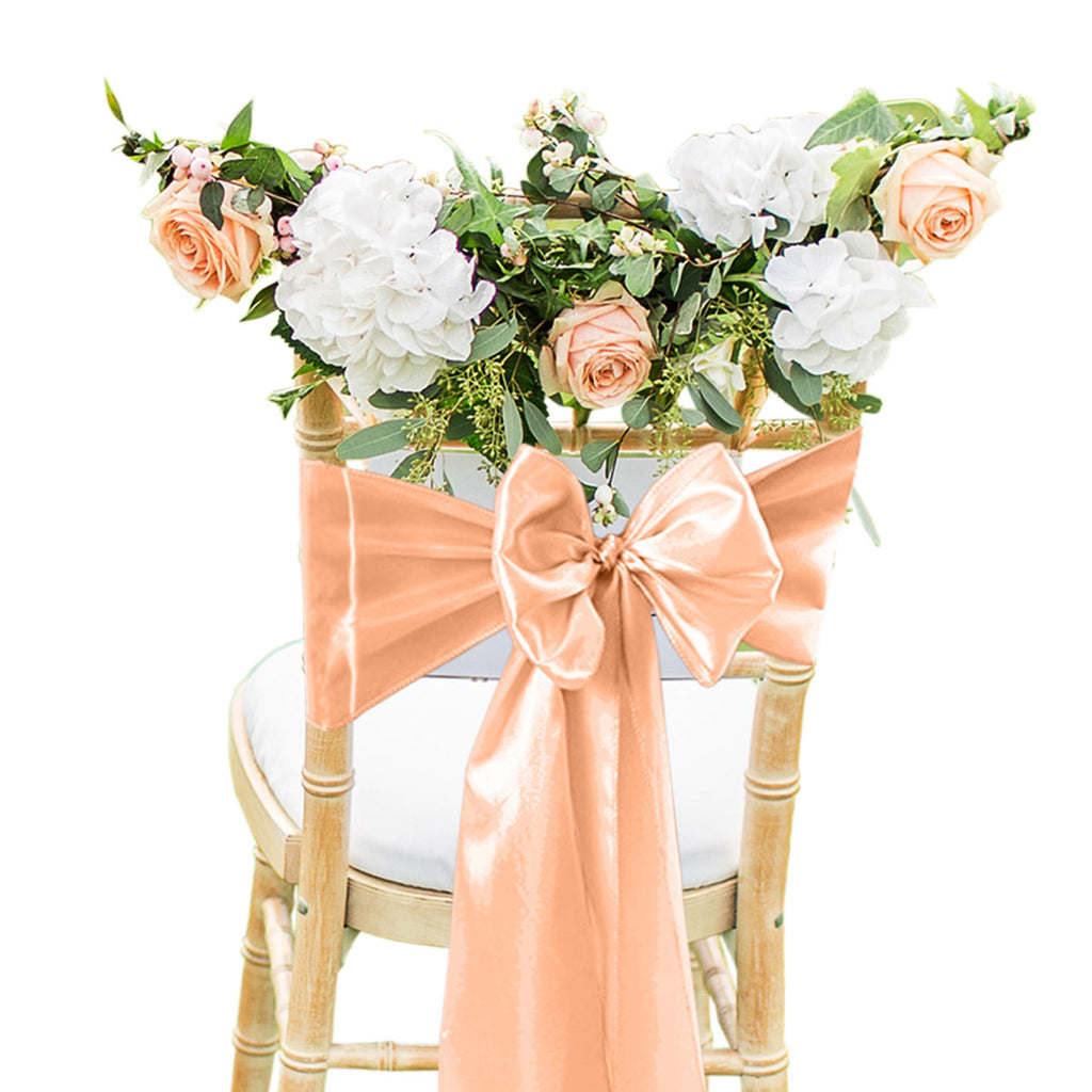 Premium Satin Chair Sash - Peach - 18cm x 274cm