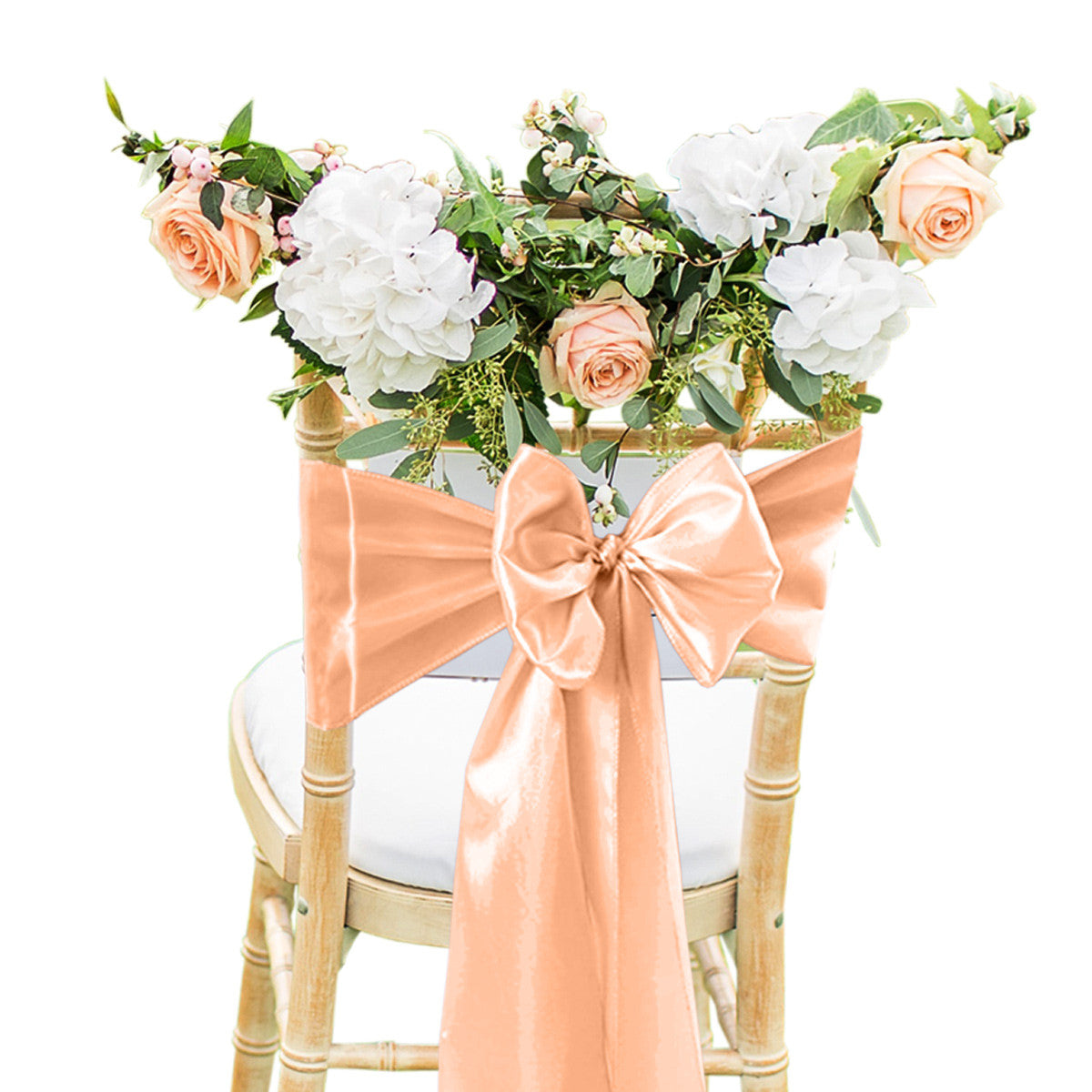 Premium Satin Chair Sash - Peach - 18cm x 274cm