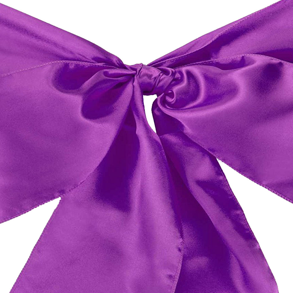 Premium Satin Chair Sash - Purple - 18cm x 274cm
