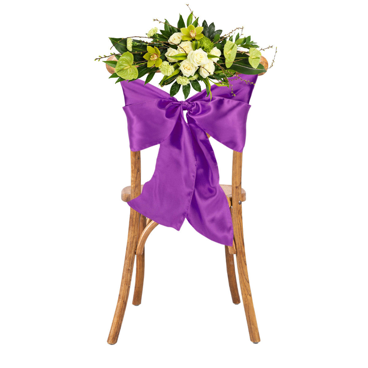 Premium Satin Chair Sash - Purple - 18cm x 274cm