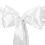 Premium Satin Chair Sash - White - 18cm x 274cm