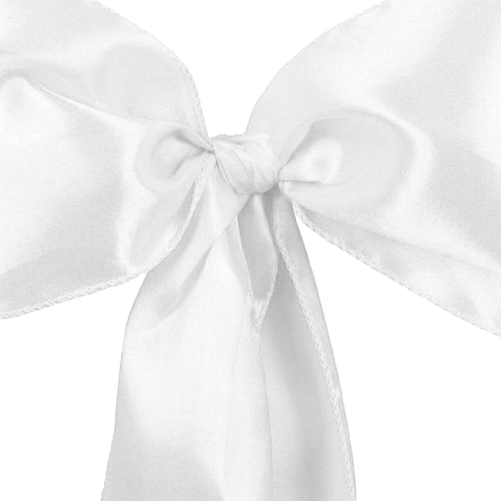 Premium Satin Chair Sash - White - 18cm x 274cm