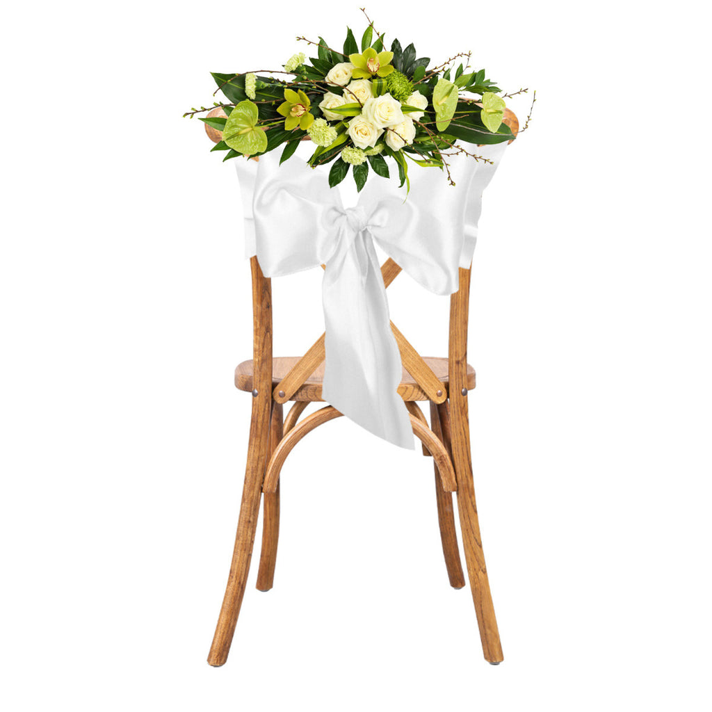 Premium Satin Chair Sash - White - 18cm x 274cm