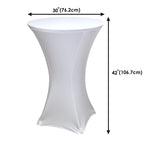 30" x 42" Round Spandex Cocktail Table Cover - White