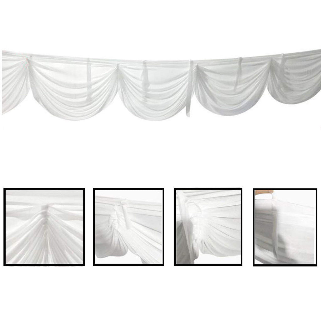 3m Ice Silk Detachable Swag for Photography Backdrop - White