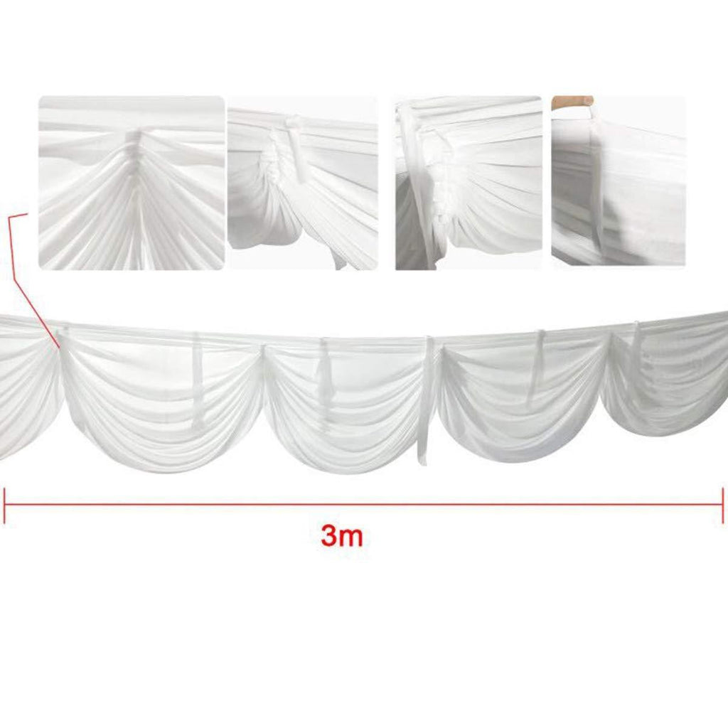 3m Ice Silk Detachable Swag for Photography Backdrop - White