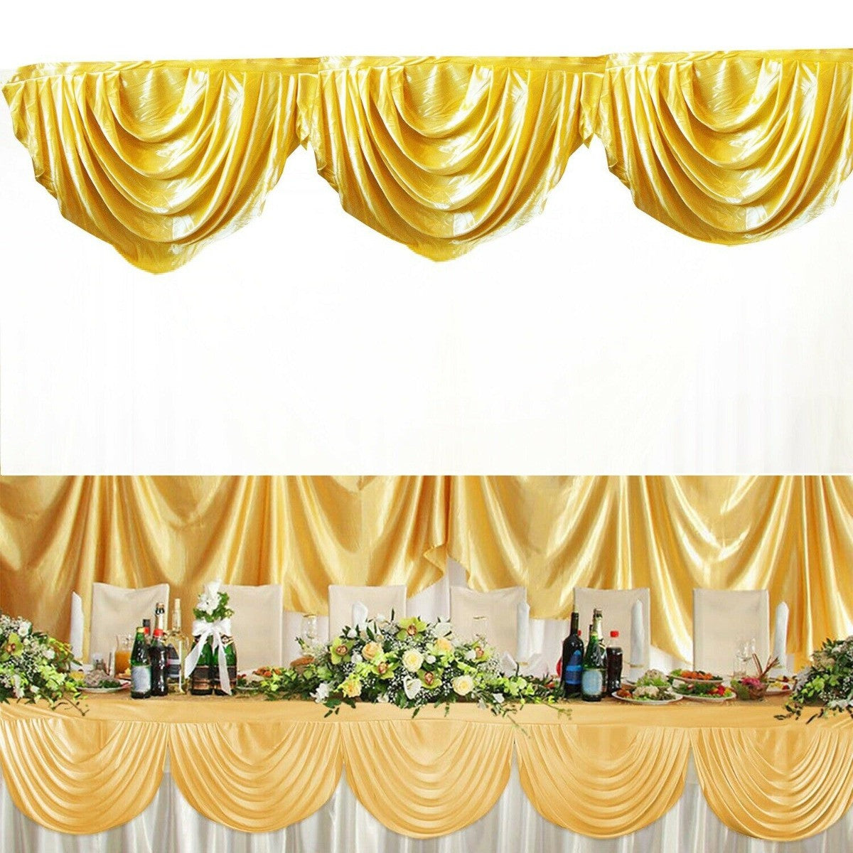 3m Ice Silk Detachable Swag for Photography Backdrop - Gold
