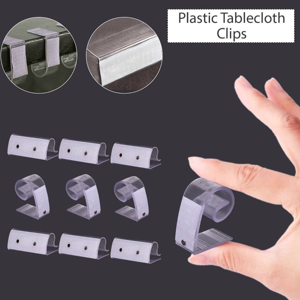 Plastic Tablecloth Clips With Hook & Loop Strips - 12pcs