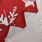 60" x 84" Rectangle Christmas Snowflakes & Stars Print Polyester Wipe Clean Tablecloth - Red