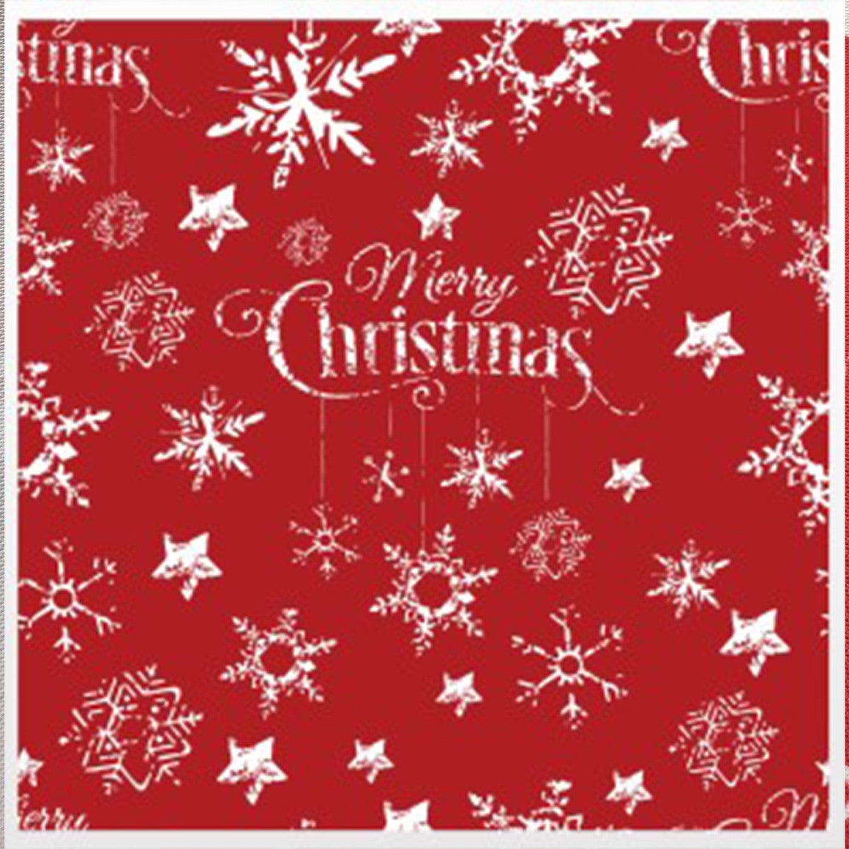 60" x 84" Rectangle Christmas Snowflakes & Stars Print Polyester Wipe Clean Tablecloth - Red