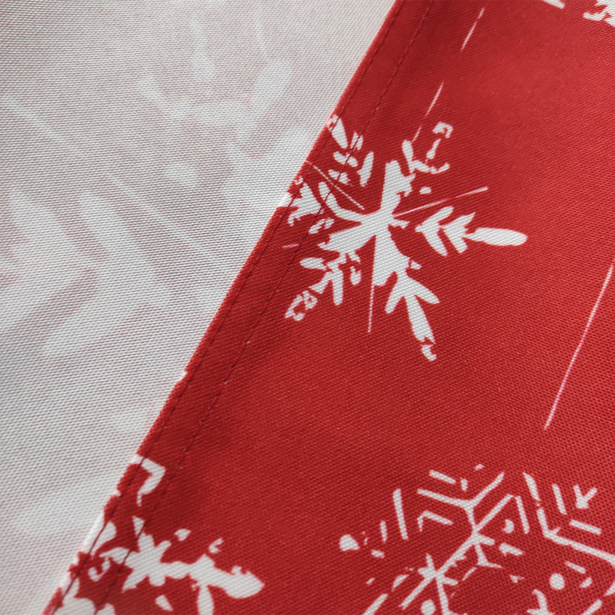 60" x 84" Rectangle Christmas Snowflakes & Stars Print Polyester Wipe Clean Tablecloth - Red