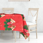 60" x 84" Rectangle Christmas Jingle Bells Print Polyester Wipe Clean Tablecloth
