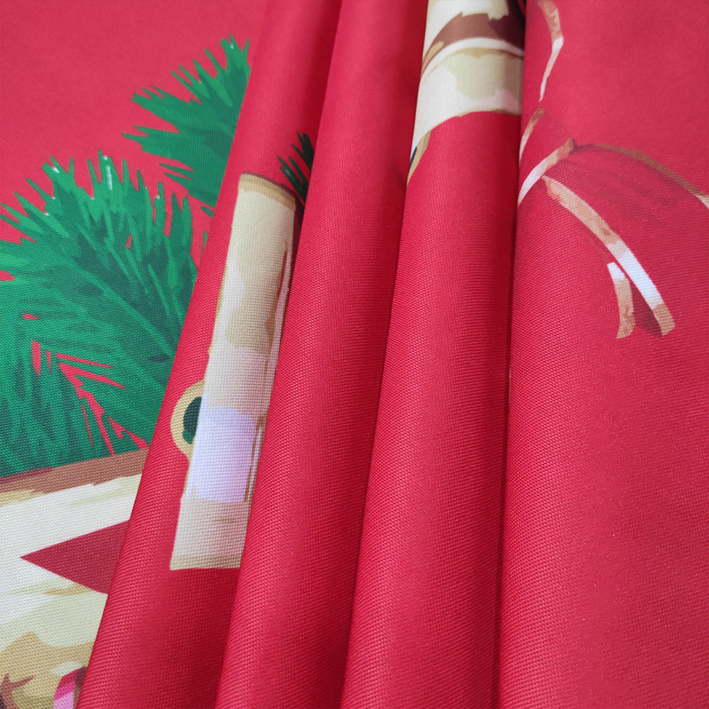 70" Round Christmas Jingle Bells Print Polyester Wipe Clean Tablecloth