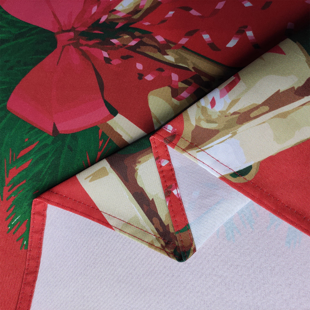 60" x 84" Rectangle Christmas Jingle Bells Print Polyester Wipe Clean Tablecloth