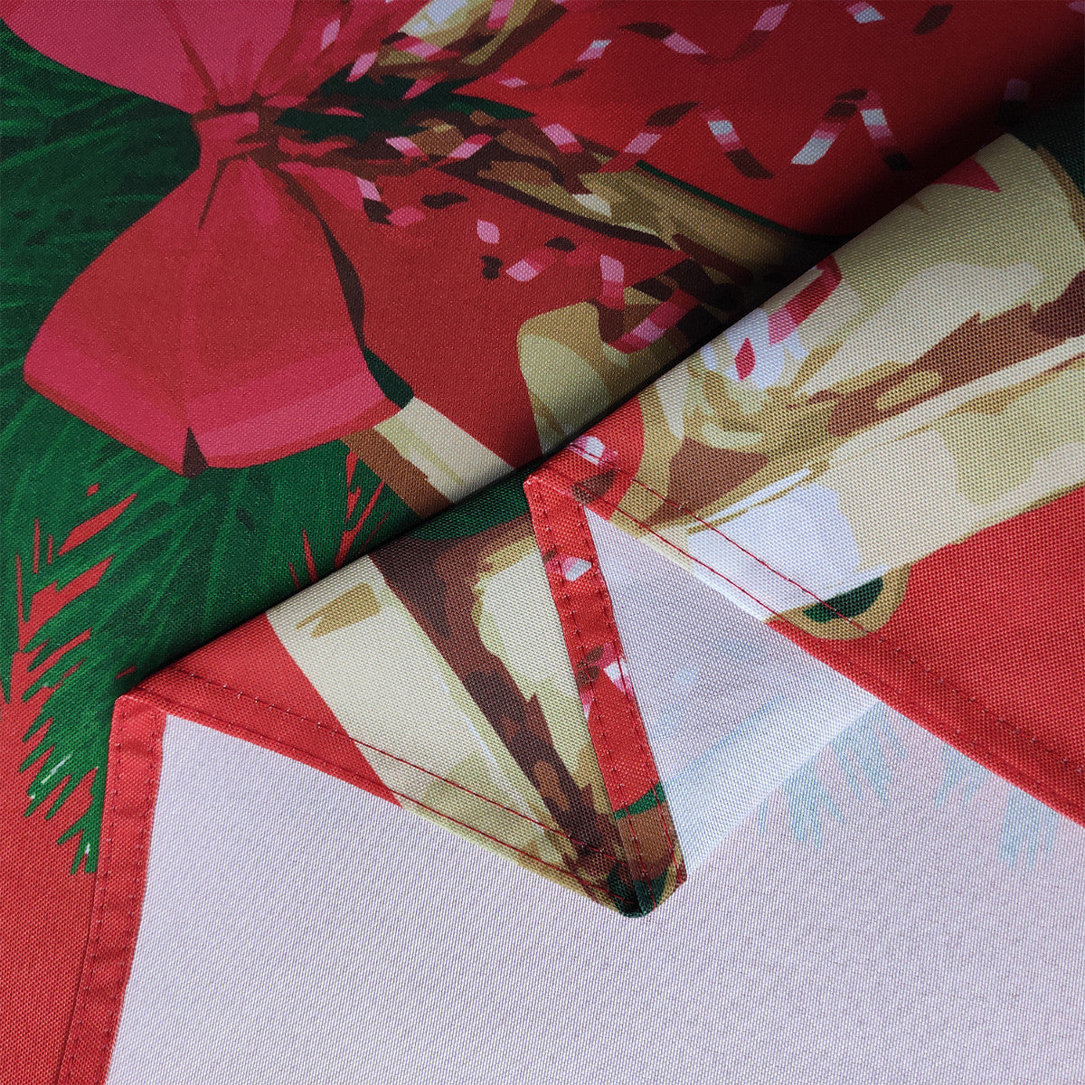 70" Round Christmas Jingle Bells Print Polyester Wipe Clean Tablecloth