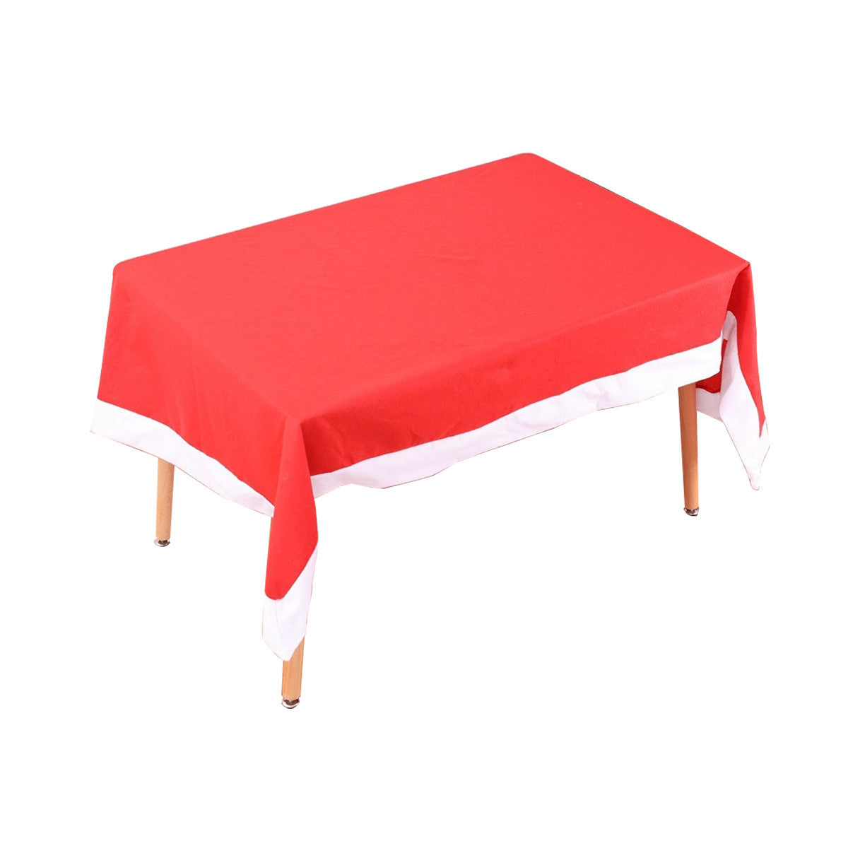 52" x 70" Rectangle Felt Tablecloth - Red with White Trim