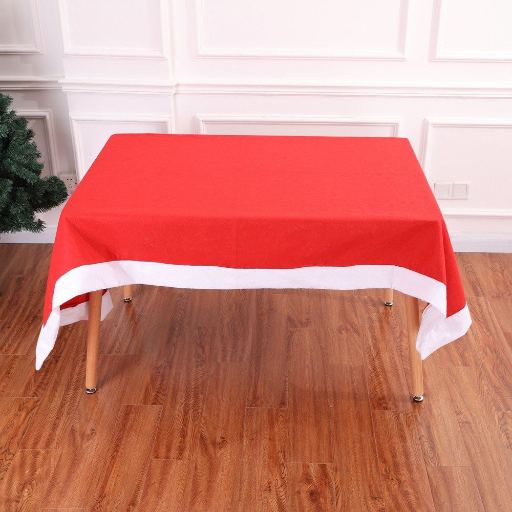 52" x 70" Rectangle Felt Tablecloth - Red with White Trim
