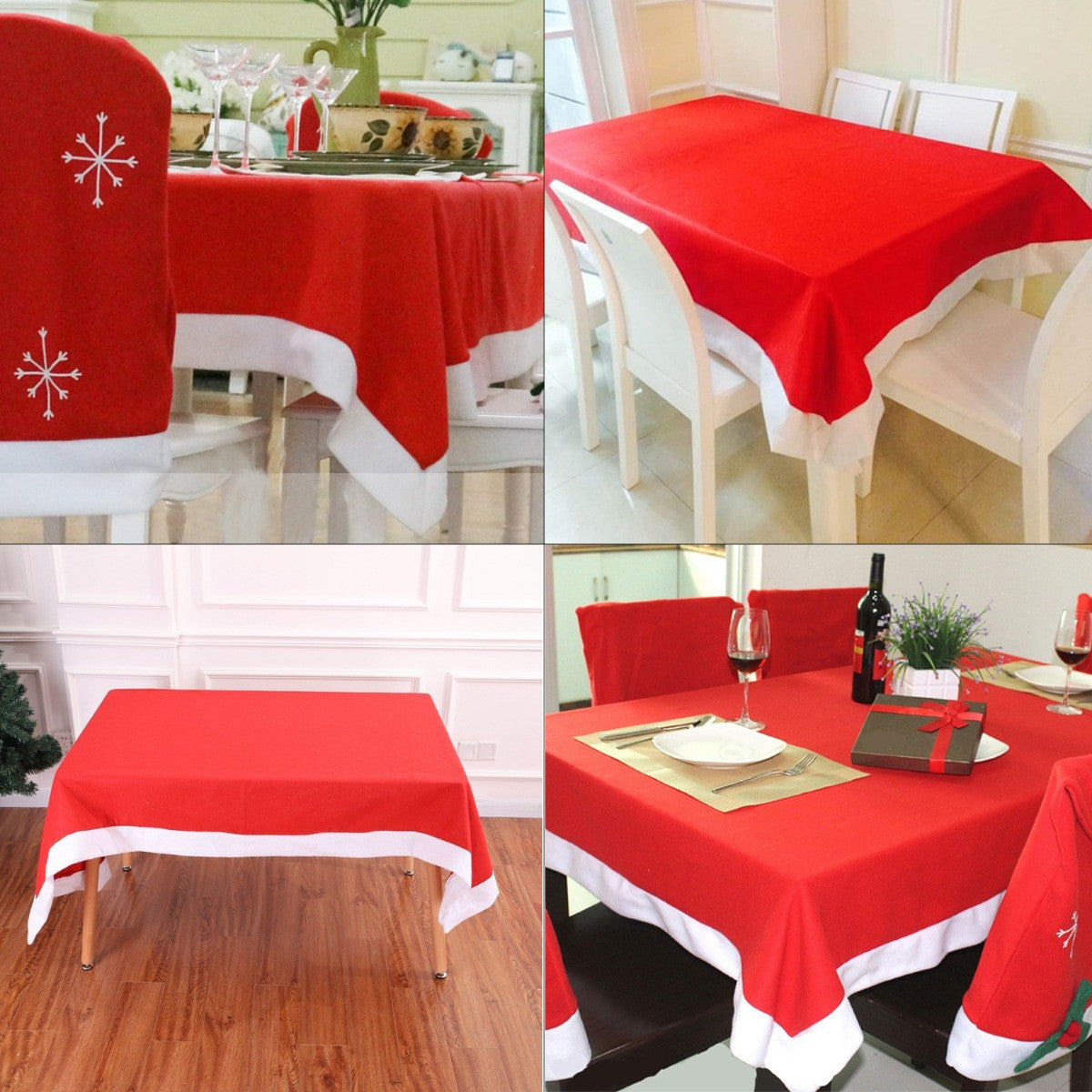 52" x 70" Rectangle Felt Tablecloth - Red with White Trim