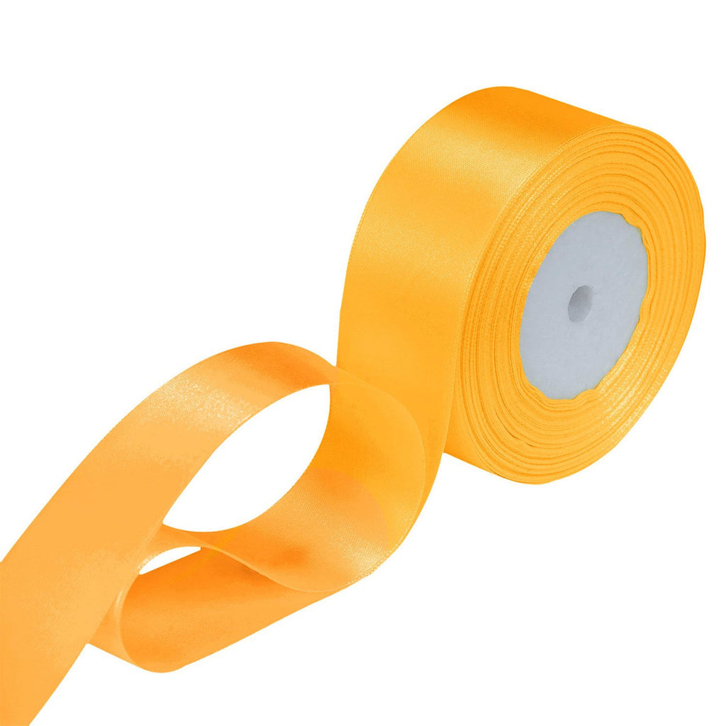 10m Double Sided Satin Ribbon - Tangerine Orange
