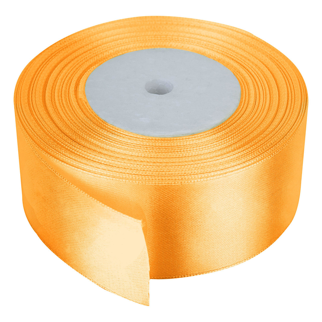 25m Double Sided Satin Ribbon - Tangerine Orange