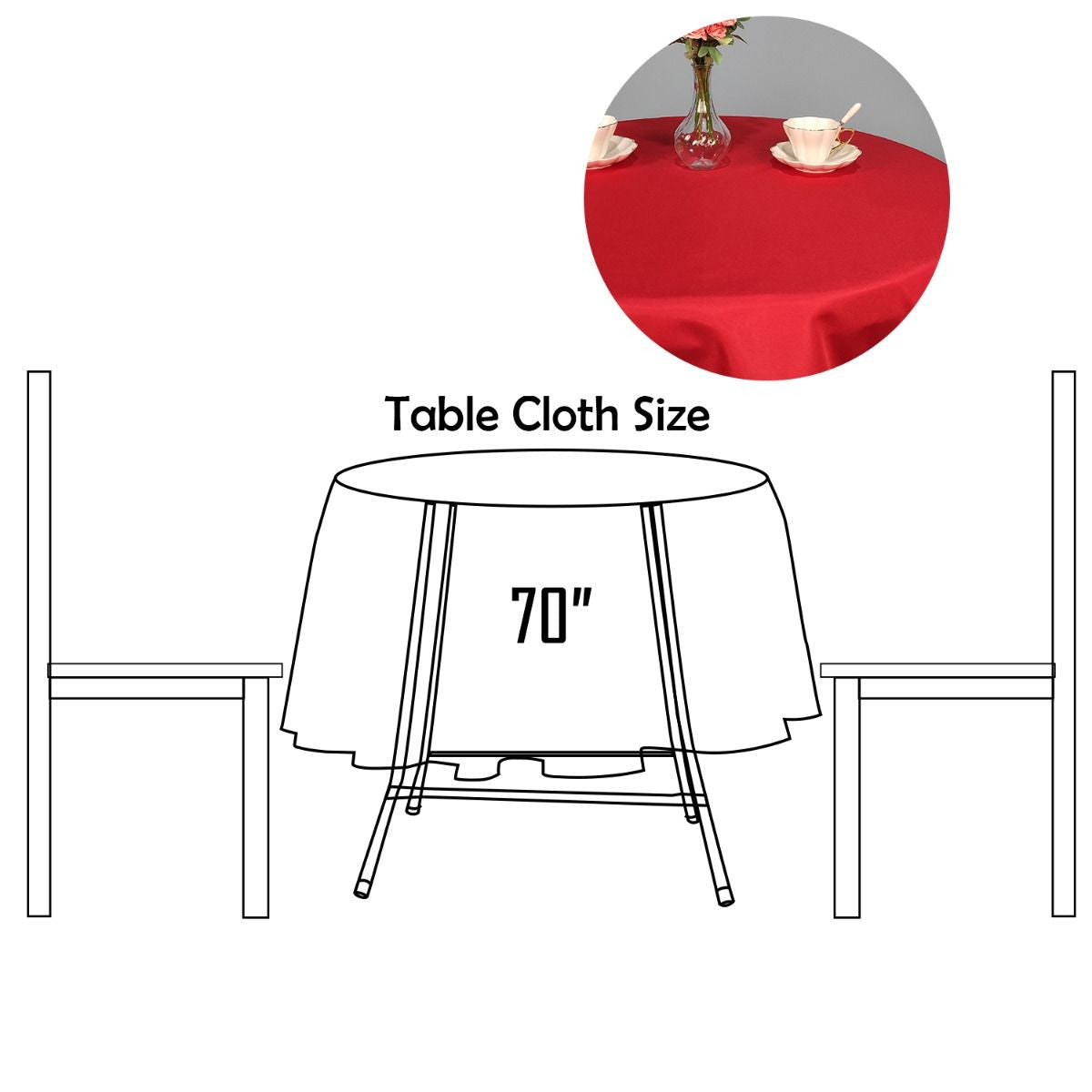 130GSM Round Polyester Tablecloth - Red