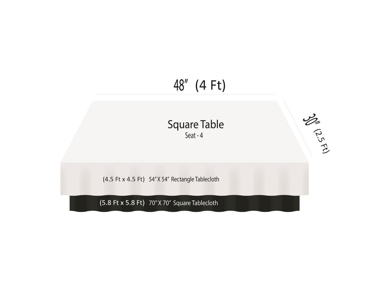 180GSM Square Polyester Tablecloth - Black