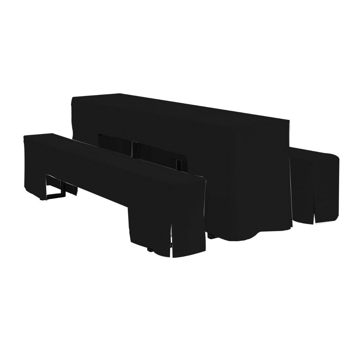 7ft Table & Bench Polyester Cover Set - Black