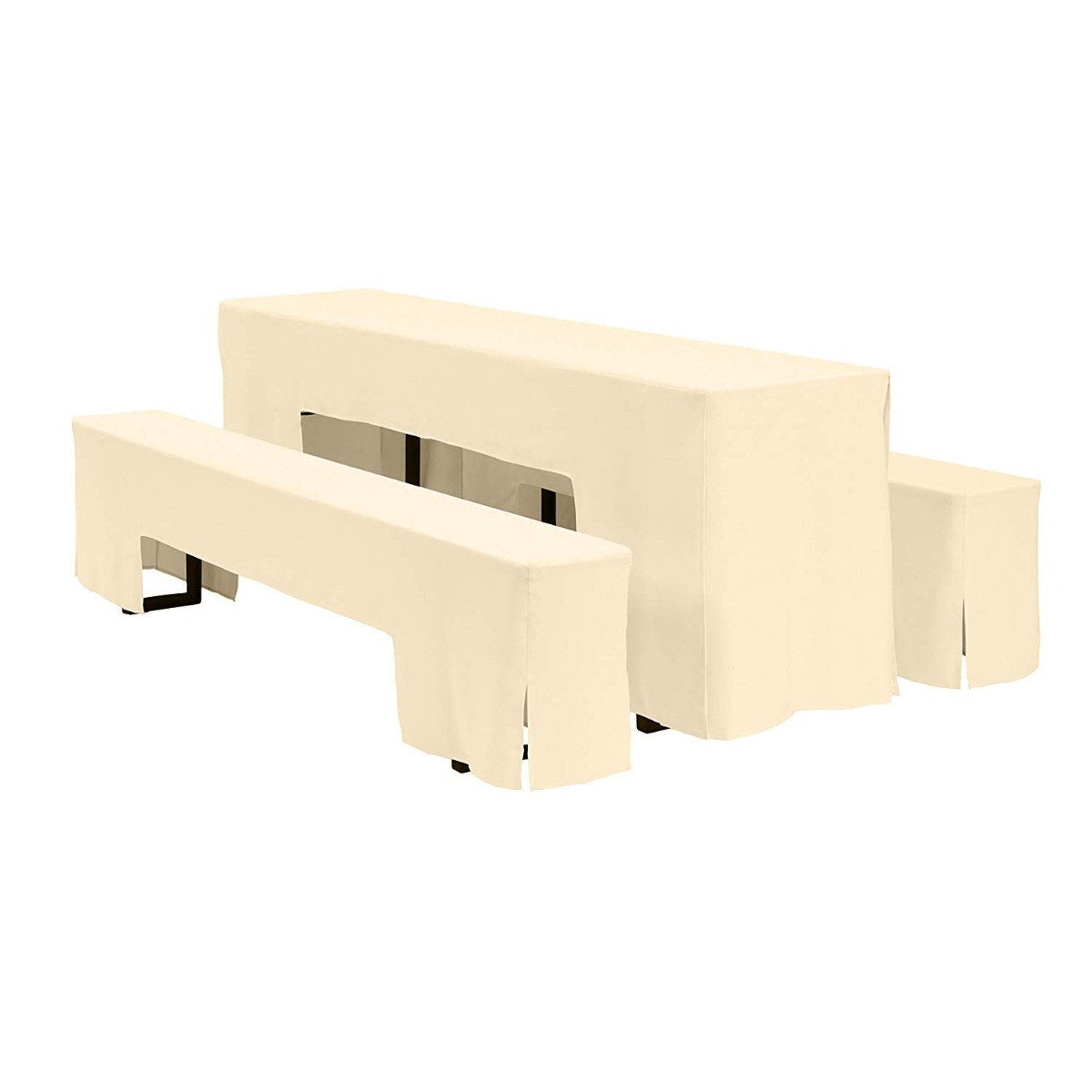 7ft Table & Bench Polyester Cover Set - Ivory
