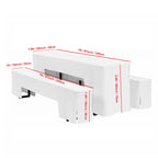 7ft Table & Bench Polyester Cover Set - White