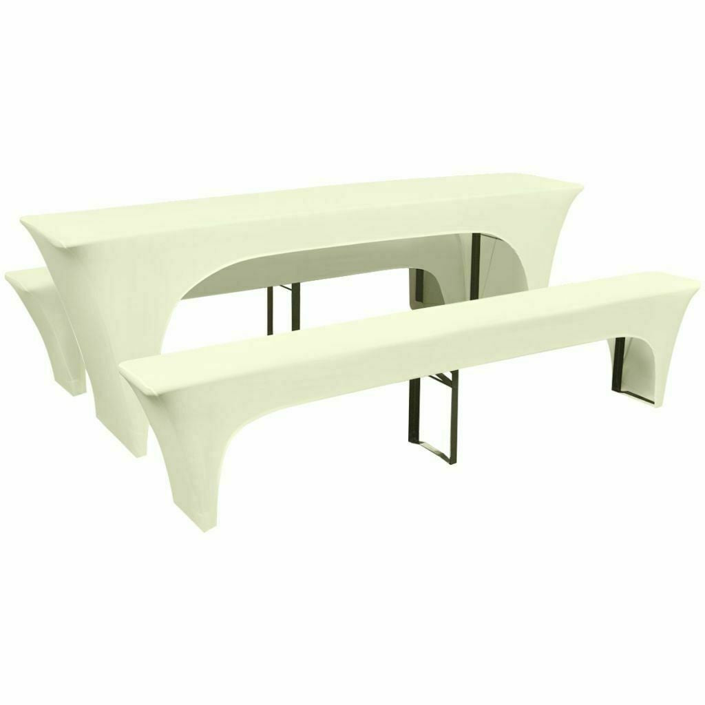 7ft Table & Bench Spandex Cover Set - Ivory