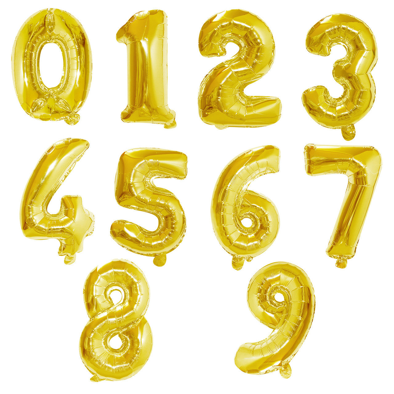 Large Foil Number Air-fill and Helium Balloons (0-9) - Gold