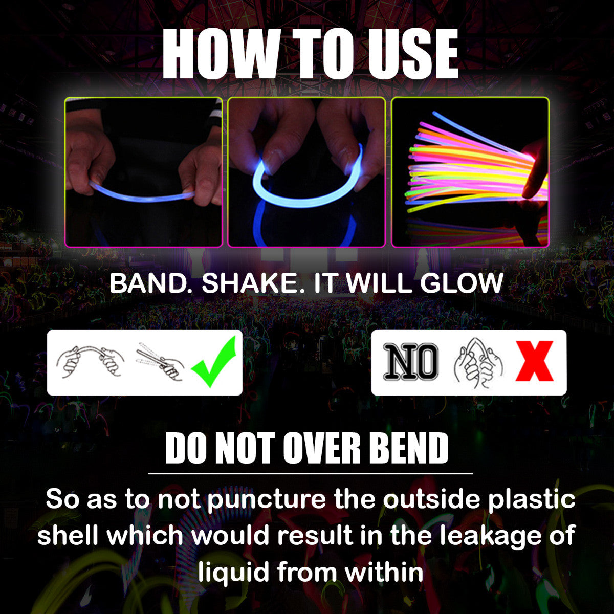 Glow Sticks with Connectors Party Pack (224pc) - Mixed Colours