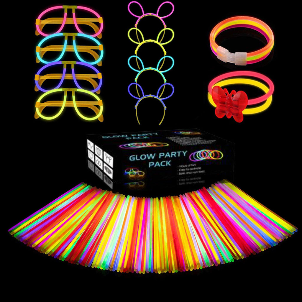 Glow Sticks with Connectors Party Pack (224pc) - Mixed Colours