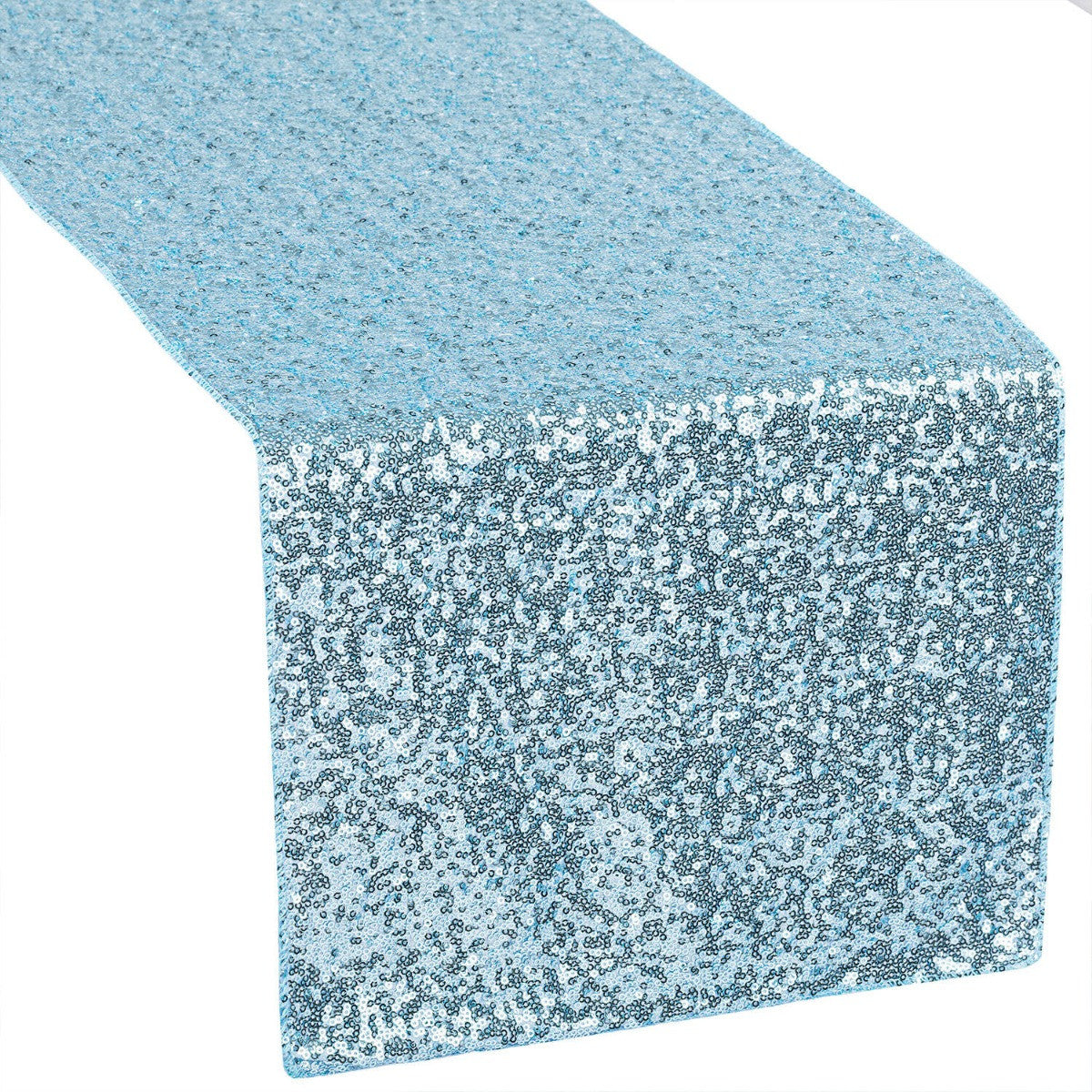 30cm x 274cm Shiny Sequin Table Runner - Baby Blue