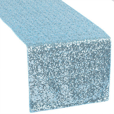 30cm x 274cm Shiny Sequin Table Runner - Baby Blue