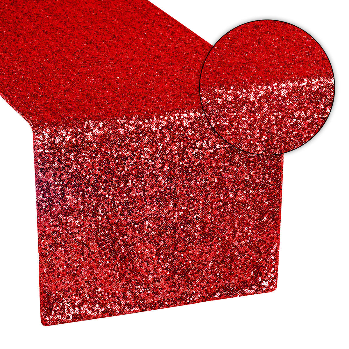 30cm x 274cm Shiny Sequin Table Runner - Red