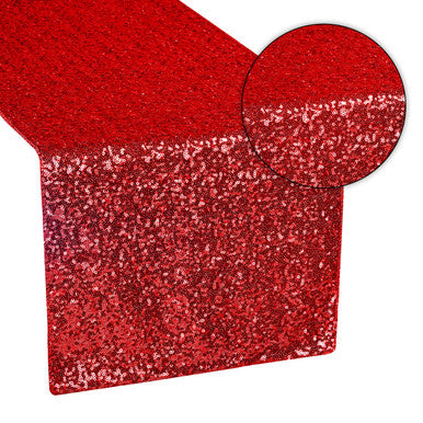 30cm x 274cm Shiny Sequin Table Runner - Red