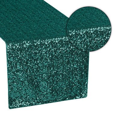 30cm x 274cm Shiny Sequin Table Runner - Emerald Green