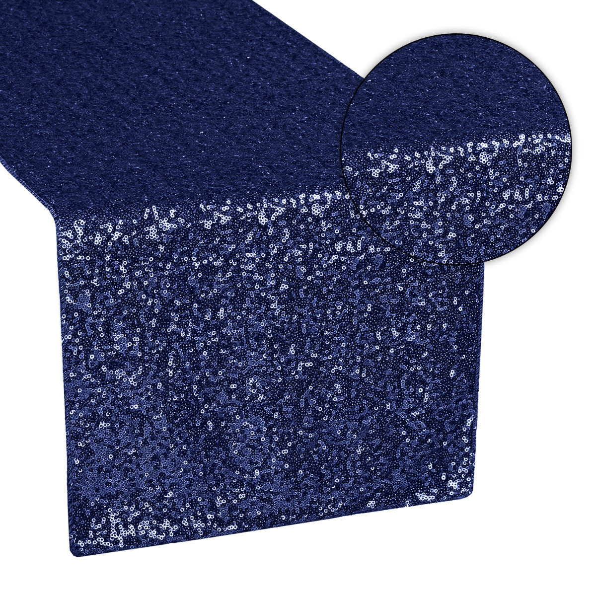 30cm x 274cm Shiny Sequin Table Runner - Navy Blue