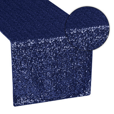 30cm x 274cm Shiny Sequin Table Runner - Navy Blue