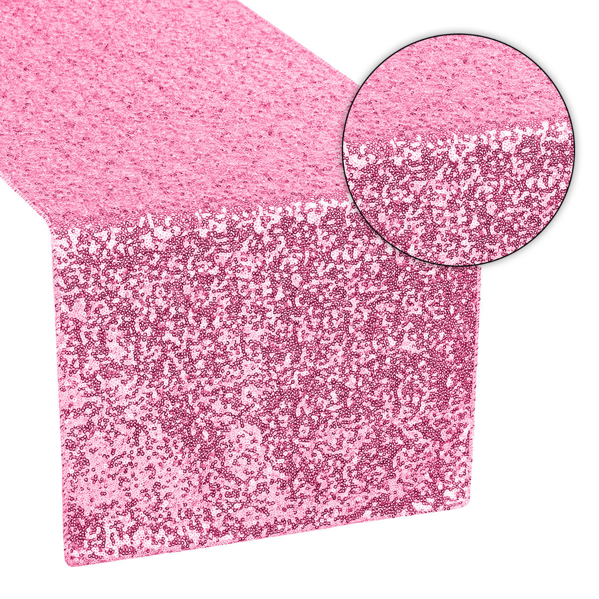 30cm x 274cm Shiny Sequin Table Runner - Baby Pink