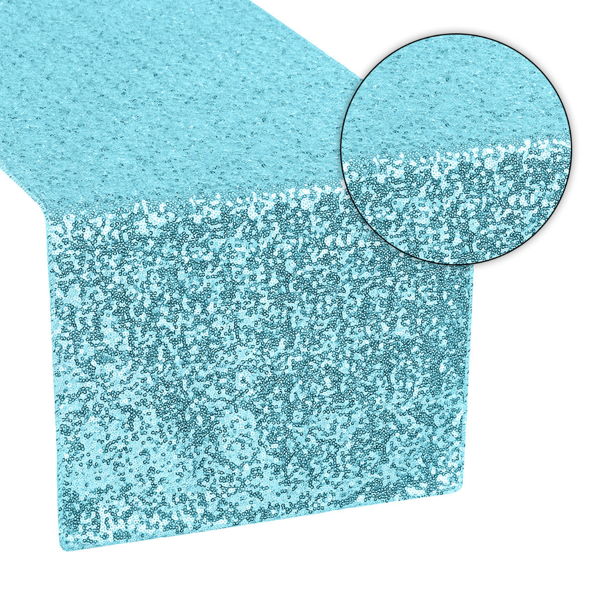 30cm x 274cm Shiny Sequin Table Runner - Turquoise