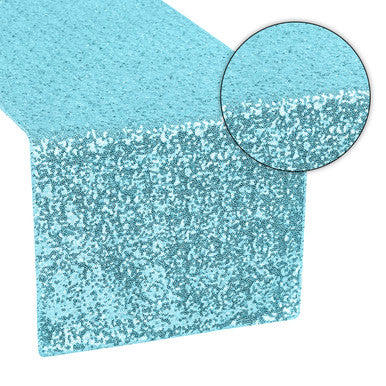 30cm x 274cm Shiny Sequin Table Runner - Turquoise