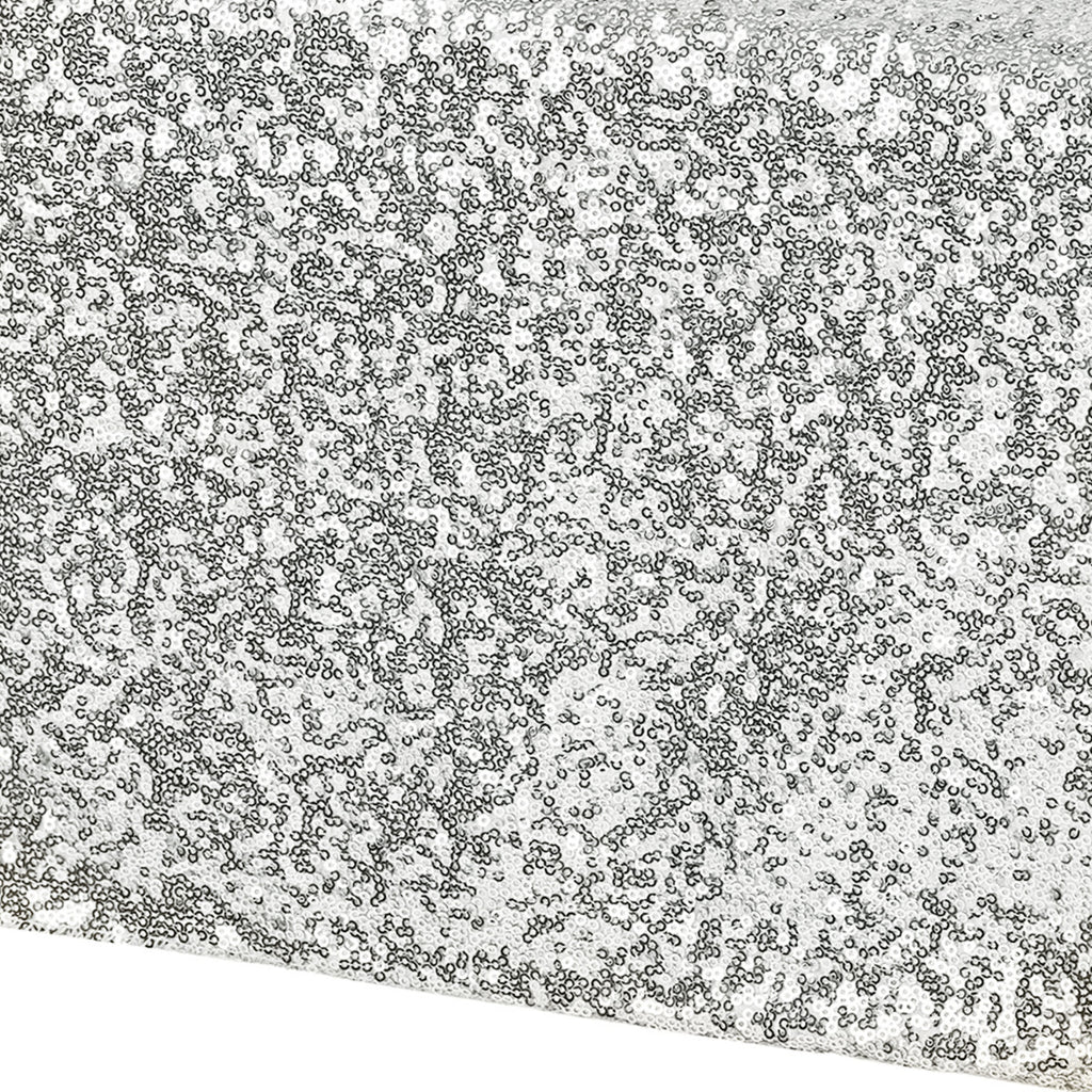 30cm x 274cm Shiny Sequin Table Runner - Silver