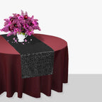 30cm x 274cm Shiny Sequin Table Runner - Black