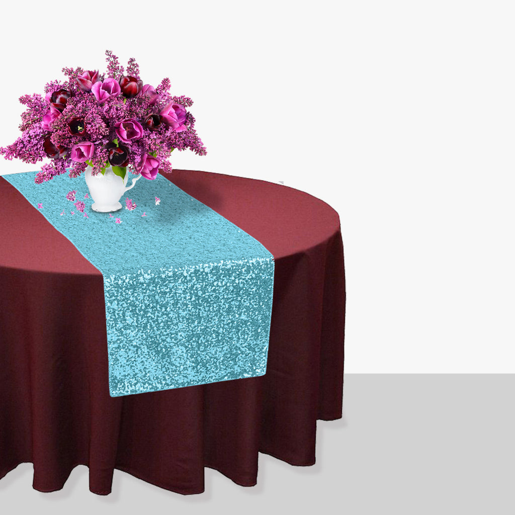 30cm x 274cm Shiny Sequin Table Runner - Turquoise