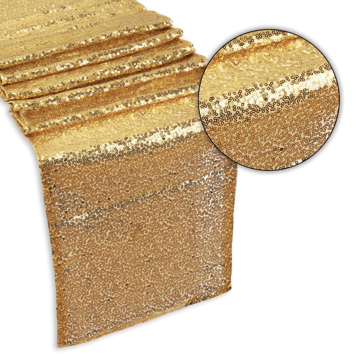 30cm x 274cm Shiny Sequin Table Runner - Champagne